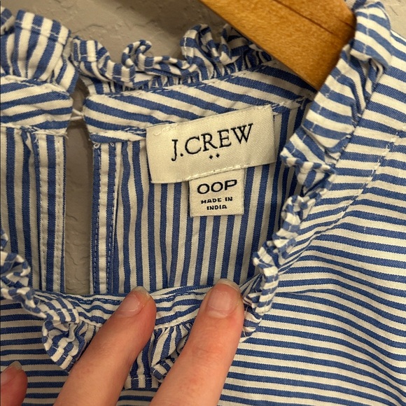 J. Crew Navy and White Ruffle Tank Top - Picture 2 of 7